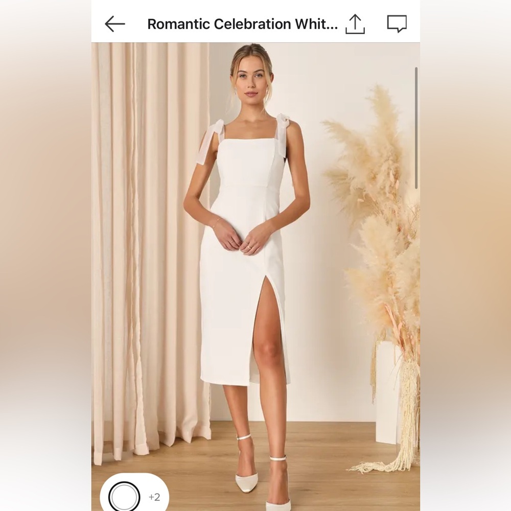 Lulu’s Romantic Celebration White Organza tie strap bodycon dress - Size Small